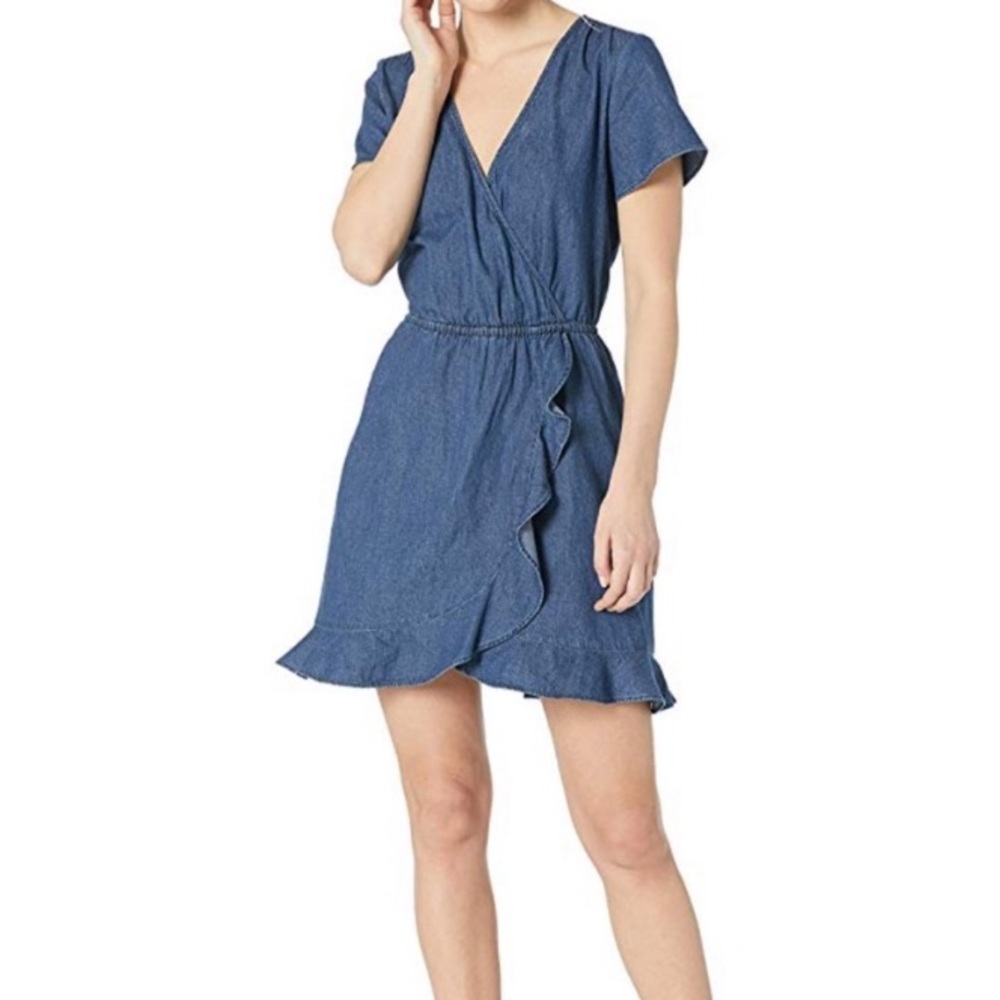 J.CREW FACTORY DENIM RUFFLE DRESS SIZE XS